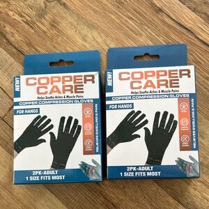 Copper Care Compression Gloves Adult 1 Size Fits Most-2 Pairs Swelling & Pain